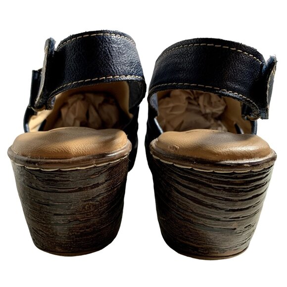 BOC Born Shoes Womens 9 M Lyza Blue Canvas Adjustable Slingback Block Heel Clogs - Picture 4 of 9